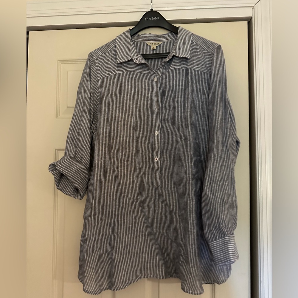Lucky Brand chambray and white tunic